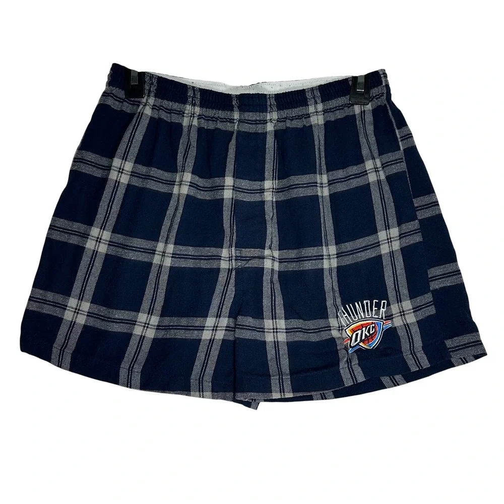 Concepts Sport Oklahoma City Thunder Mens Medium Navy Plaid Flannel Sleep Shorts